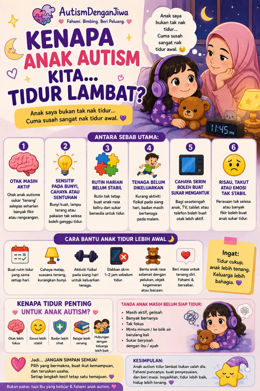 Kenapa anak autisme tidur lambat?